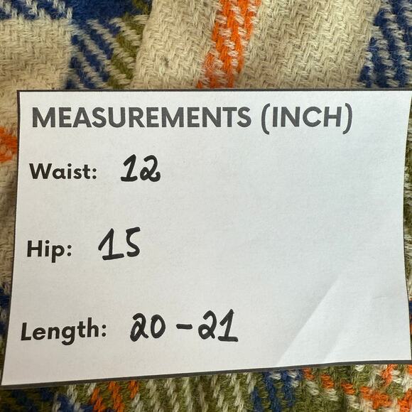 Vintage Loubella 19760s 1970s Vest Skirt Set Wool Plaid Golden Buttons XS Orange - Picture 11 of 11